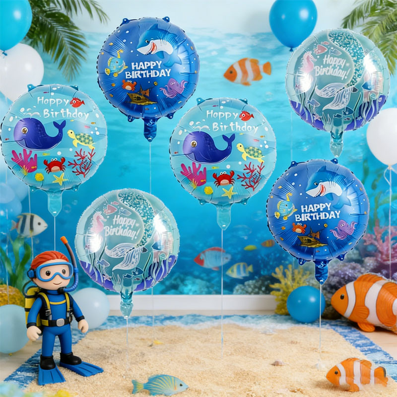 Marine Aquarium Decorations - مجموعة من 6 بالونات بتصميمات حورية