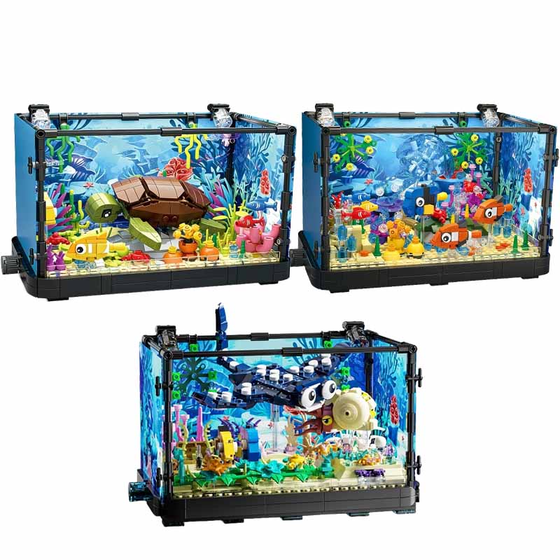 Marine Aquarium Decorations - مجموعة مكعبات بناء حوض السمك مع